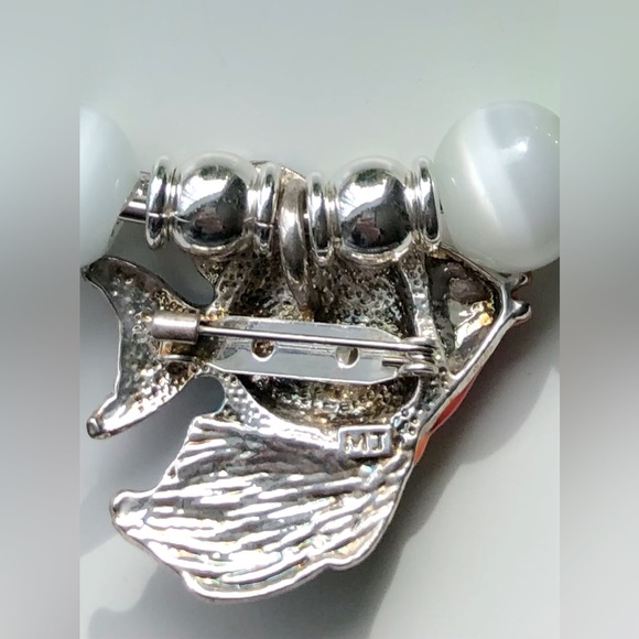 🎉Silver Collar Necklace with Vintage MJ Signed Tropical Fish Pendant and Beads - Picture 5 of 7